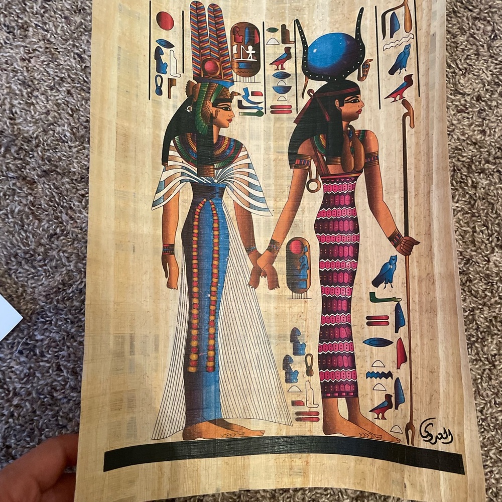 Egyptian Papyrus Art with Figures